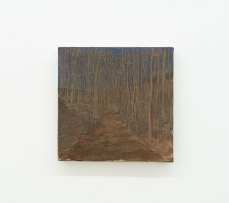 Nathan Bertet, Chemin Forestier, en allant vers la Troche, pigment et huile sur toile, 20 x 20 cm, Jousse Entreprise